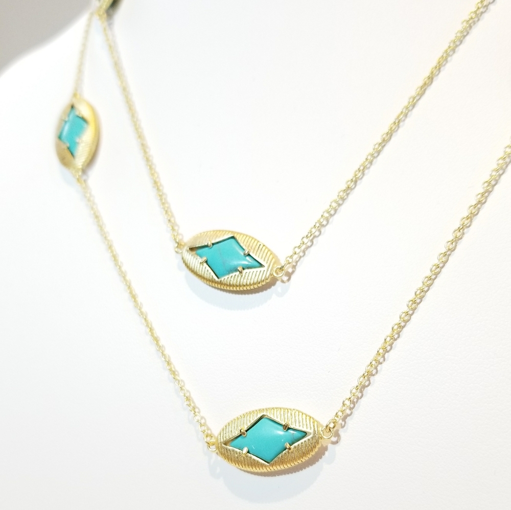 Diamond Shape Stationed Long Necklace. - Picture 3 of 8